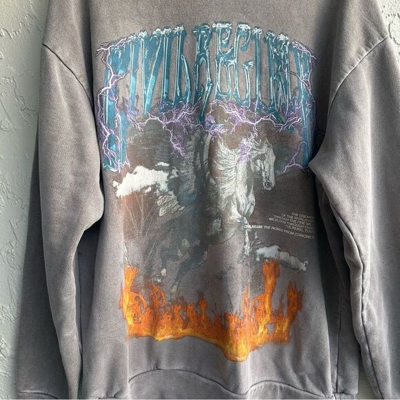 CIVIL REGIME Sweatshirt Men XL Graphic Rose Horse Lightning Pullover - Picture 3 of 9